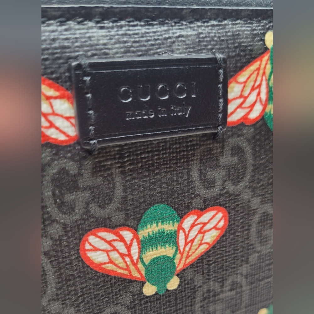 SOLD!!!Gucci Bestiary Black GG Coated Canvas Bee Wallet - Picture 3 of 11